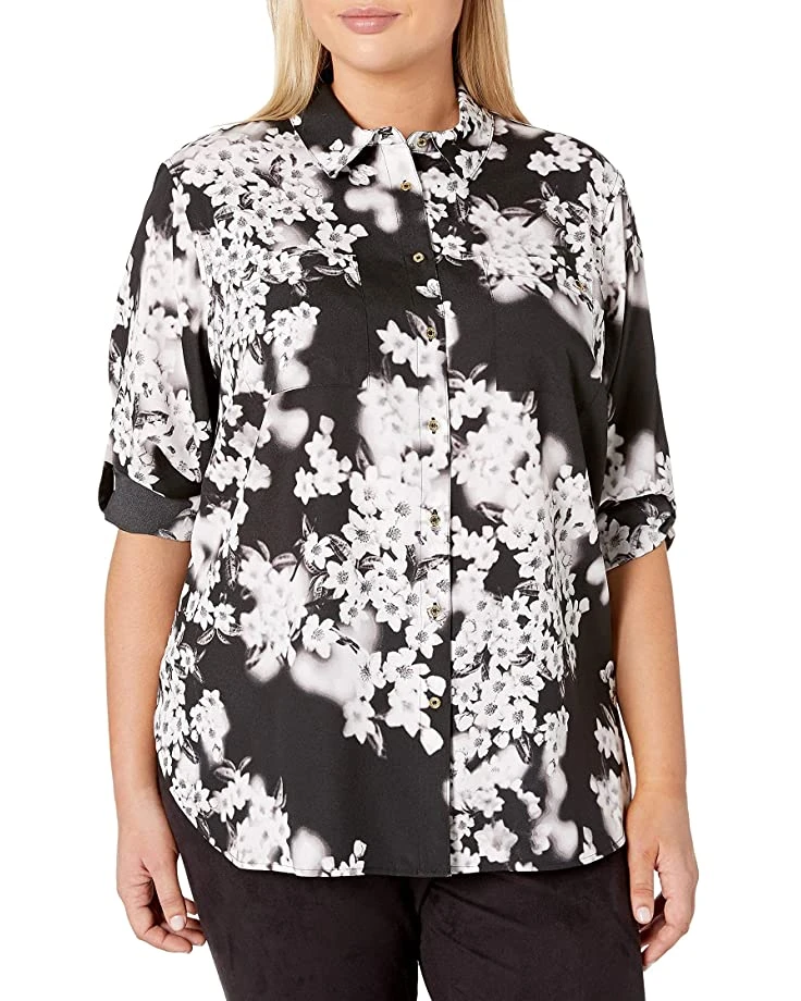 Calvin Klein Women's Roll Sleeve Tunic Blouse (Regular and Plus Sizes) | Shirts & Tops 3 Calvin Klein Women's Roll Sleeve Tunic Blouse (Regular and Plus Sizes) | Shirts & Tops - Image 3