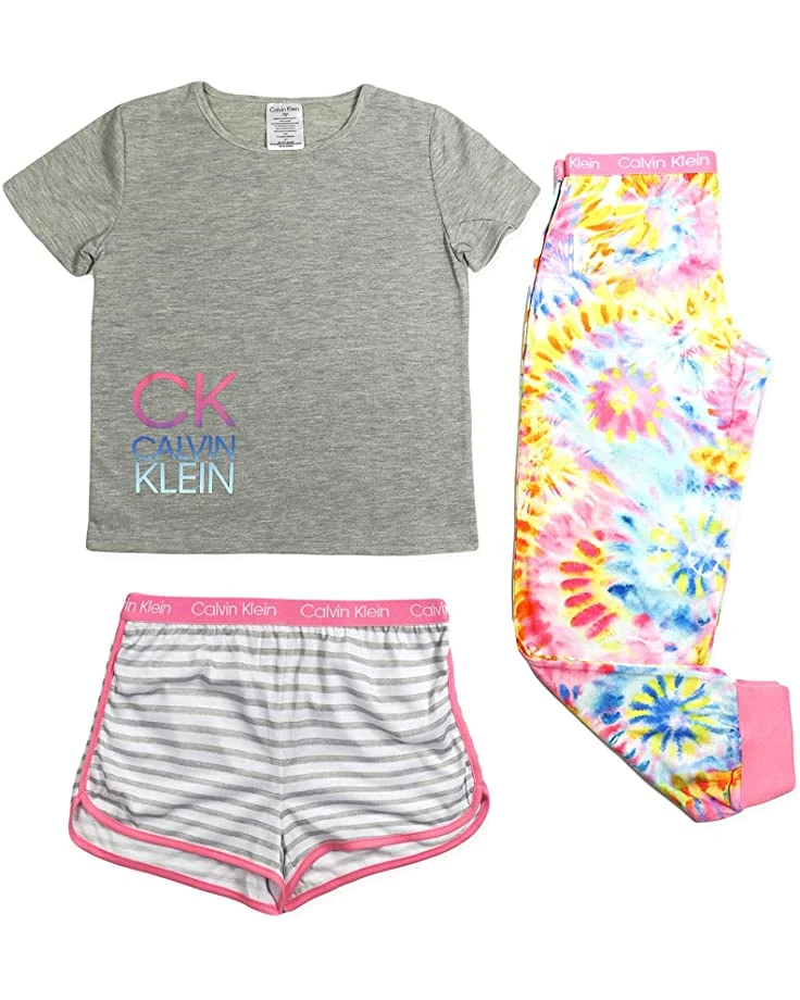 Calvin Klein Girls Sleepwear T-Shirt & Pj Shorts & Pajama Pant Sleep Set 1 Calvin Klein Girls Sleepwear T-Shirt & Pj Shorts & Pajama Pant Sleep Set