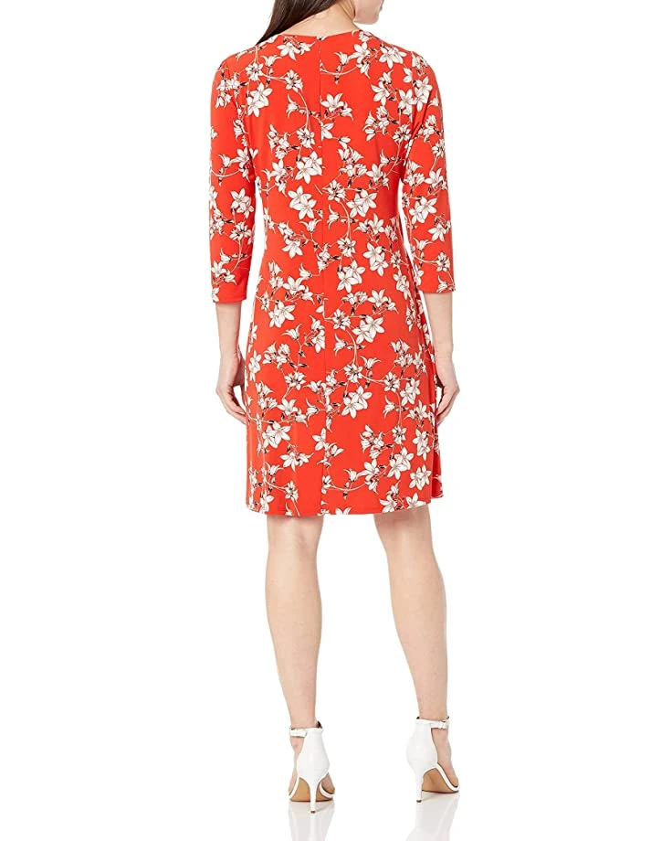 Calvin Klein Women's 3/4 Sleeve Faux Wrap Dress with Hardware | Dresses 2 Calvin Klein Women's 3/4 Sleeve Faux Wrap Dress with Hardware | Dresses - Image 2