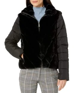 Calvin Klein Women's Puffer with Faux Fur Jacket | Coats & Outerwear