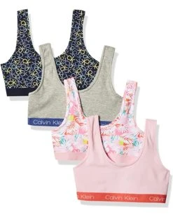 Calvin Klein Girls' Training Bra Scoop Neck Cotton Bralette, 4 Pack | Underwear & Intimates
