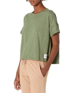 Calvin Klein Women's Short Sleeve Cropped Logo T-Shirt | Shirts & Tops -Calvin Klein Sales Shop 81EM wDn0pL. AC SR736920