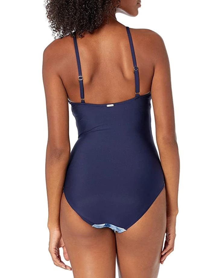 Calvin Klein Women's Solid High Neck Pleated One Piece Swimsuit | Swimwear 2 Calvin Klein Women's Solid High Neck Pleated One Piece Swimsuit | Swimwear - Image 2