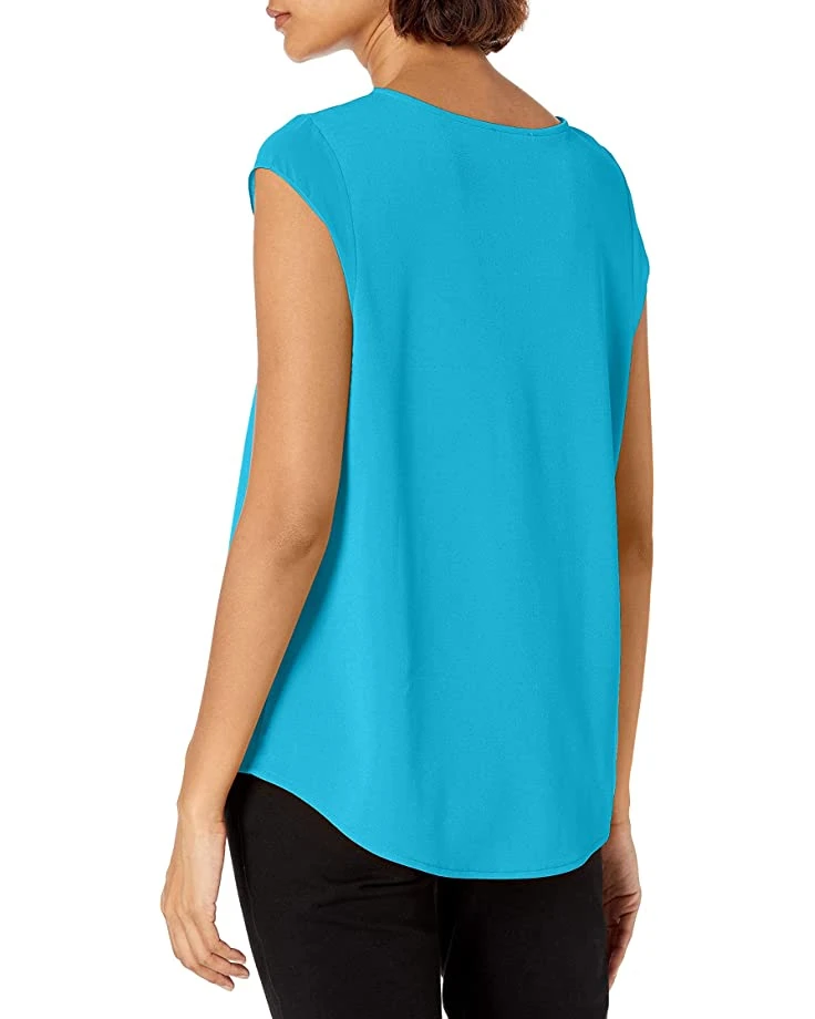 Calvin Klein Women's Short Sleeved Chiffon Top with Shirt Tail | Shirts & Tops 2 Calvin Klein Women's Short Sleeved Chiffon Top with Shirt Tail | Shirts & Tops - Image 2