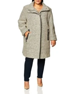 Calvin Klein Womens Plus Sized Plated Wool Coat | Coats & Outerwear