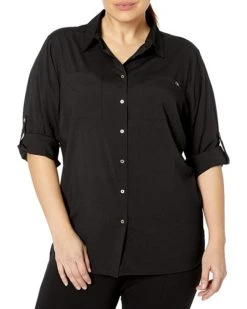 Calvin Klein Women's Roll Sleeve Tunic Blouse (Regular and Plus Sizes) | Shirts & Tops