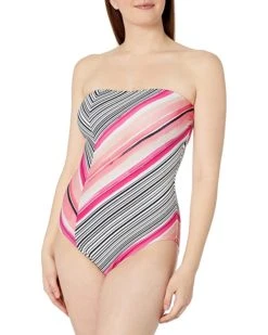 Calvin Klein Women's Classic Bandeau One Piece Swimsuit with Tummy Control | Swimwear