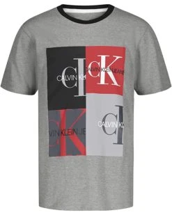 Calvin Klein Boys' Short Sleeve Crew-Neck T-Shirt, Solid Color with Box Logo on Chest | Shirts & Tops