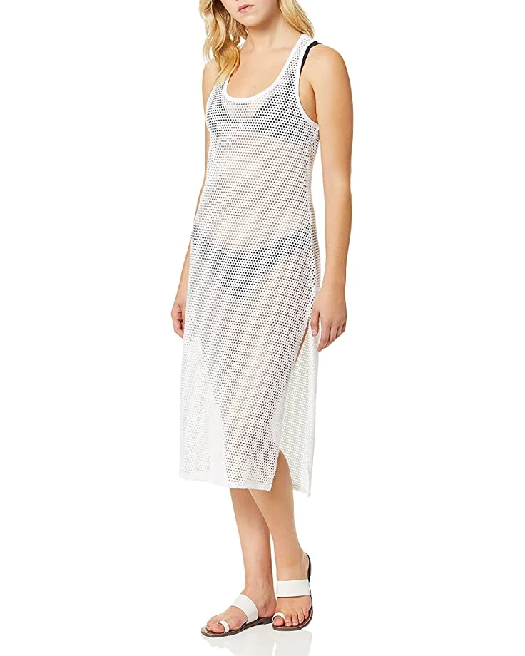 Calvin Klein Women's Standard Solid Maxi Crochet Racerback Cover Up Tank Dress | Swimwear 1 Calvin Klein Women's Standard Solid Maxi Crochet Racerback Cover Up Tank Dress | Swimwear