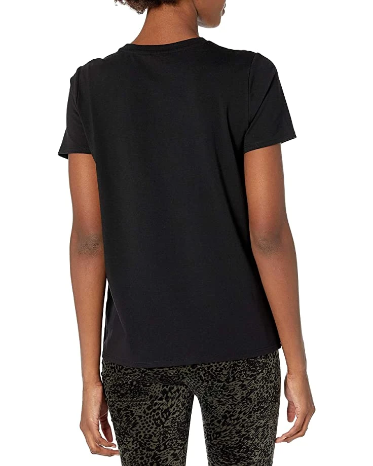 Calvin Klein Women's Short Sleeve Shirt with Faux Leather Detail | Shirts & Tops 2 Calvin Klein Women's Short Sleeve Shirt with Faux Leather Detail | Shirts & Tops - Image 2