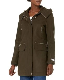 Calvin Klein Womens Zip Front Duffle Wool Coat | Coats & Outerwear