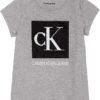 Calvin Klein Girls' Short Sleeve Flippable Sequin Crew T-Shirt, Logo Detailing & Tagless Neck Label, S21 Grey Heather Flip, M8/10 | Shirts & Tops