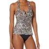 Calvin Klein Women's Standard Printed Halter Tankini Swimsuit with Removable Soft Cups | Swimwear
