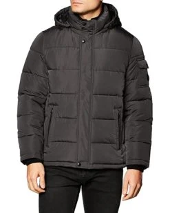 Calvin Klein Men's Hooded Alternative Down Puffer Jacket with Fleece Bib | Coats & Outerwear