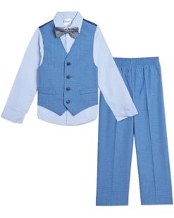 Calvin Klein Boys' 4-Piece Formal Suit Set, Includes Dress Shirt with Bow Tie, Suit Vest & Dress Pants | Suits