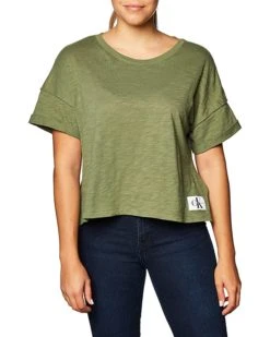 Calvin Klein Women's Short Sleeve Cropped Logo T-Shirt | Shirts & Tops -Calvin Klein Sales Shop 913RAmbxrEL. AC SR736920