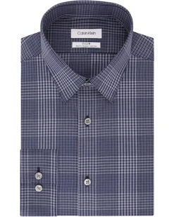 Calvin Klein Men's Dress Shirt Non Iron Stretch Slim Fit Point Collar Check | Shirts & Tops