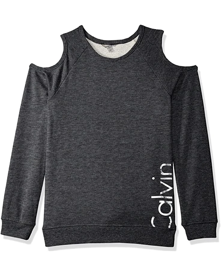 Calvin Klein Big Girls' Logo Cold Shoulder Sweatshirt | Shirts & Tops 1 Calvin Klein Big Girls' Logo Cold Shoulder Sweatshirt | Shirts & Tops