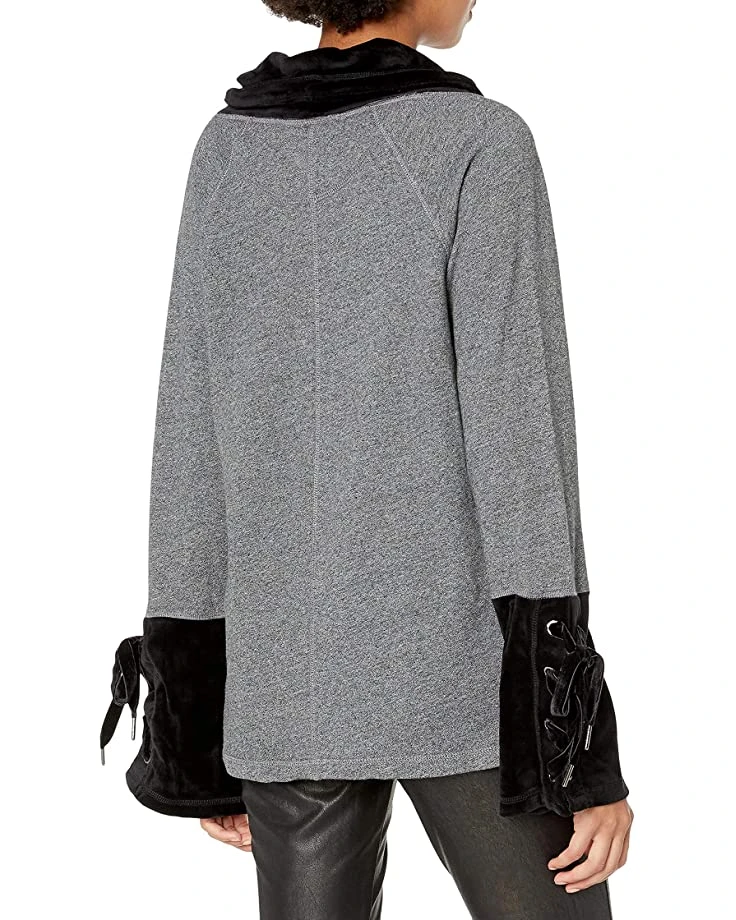 Calvin Klein Women's High Neck Velour Pullover with Wide Sleeves and Ties | Hoodies & Sweatshirts 2 Calvin Klein Women's High Neck Velour Pullover with Wide Sleeves and Ties | Hoodies & Sweatshirts - Image 2