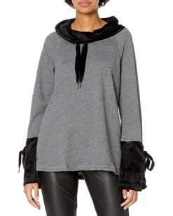 Calvin Klein Women's High Neck Velour Pullover with Wide Sleeves and Ties | Hoodies & Sweatshirts