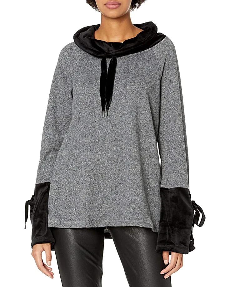 Calvin Klein Women's High Neck Velour Pullover with Wide Sleeves and Ties | Hoodies & Sweatshirts 1 Calvin Klein Women's High Neck Velour Pullover with Wide Sleeves and Ties | Hoodies & Sweatshirts