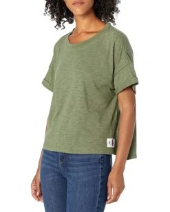 Calvin Klein Women's Short Sleeve Cropped Logo T-Shirt | Shirts & Tops -Calvin Klein Sales Shop 91Pty46MKL. AC SR736920
