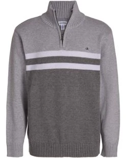 Calvin Klein Boys' Half Zip Pullover Sweater, Ribbed Neckline & Logo Detailing | Sweaters