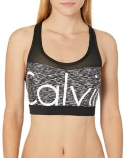Calvin Klein Women's Space Dye Printed Mesh Insert Sports Bra Bikini Top | Swimwear