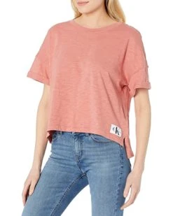 Calvin Klein Women's Short Sleeve Cropped Logo T-Shirt | Shirts & Tops -Calvin Klein Sales Shop 91v3UoLXE4S. AC SR736920