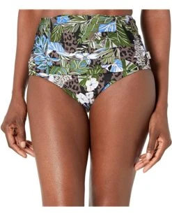 Calvin Klein Women's Pleated High Waist Bikini Swimsuit Bottom | Swimwear